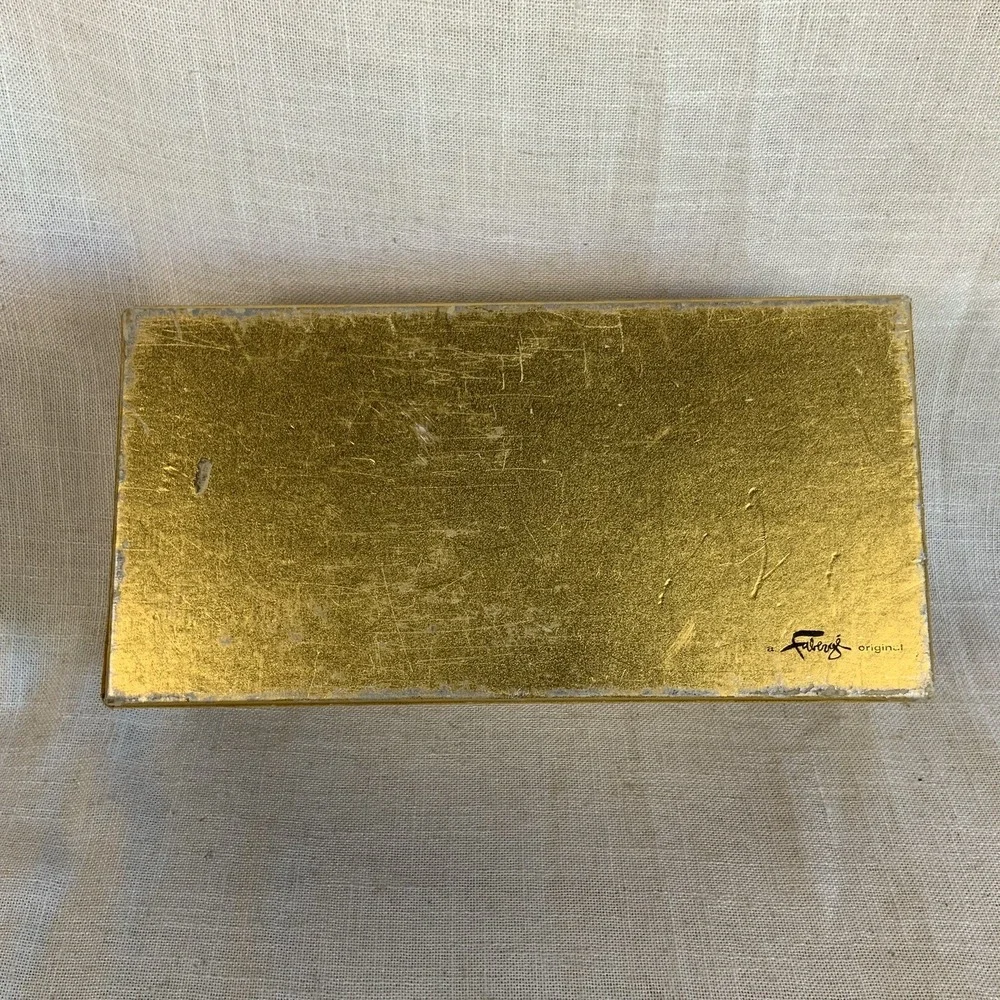 Vintage 60s‎ 70s Gold Velvet Faberge Presentation Box Glam Bling Retro Regency